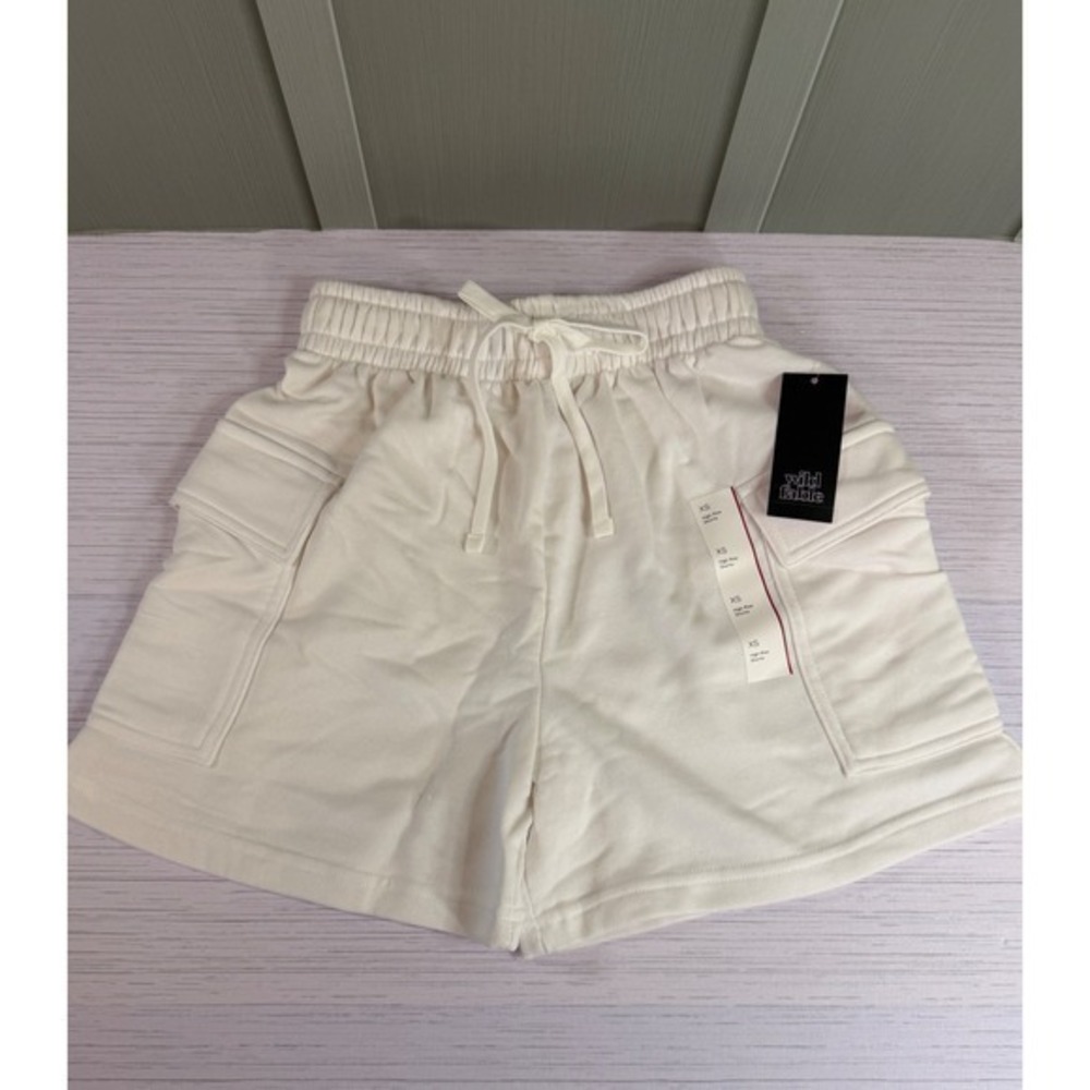 Wild Fable Womens XS High-Rise Cargo Sweat Shorts White New
